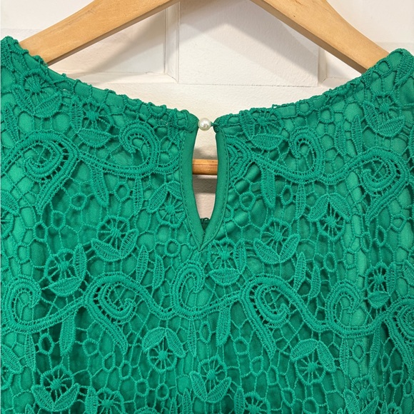 Philosophy Lace Top Kelly Green Size XXL Short Sleeve Romantic‎ Coquette Festive - Picture 7 of 12